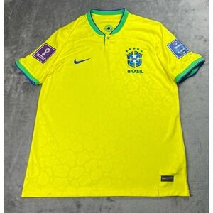 NIKE BRAZIL HOME SOCCER JERSEY WORLD CUP QATAR 2022 YELLOW MENS SIZE XL‎